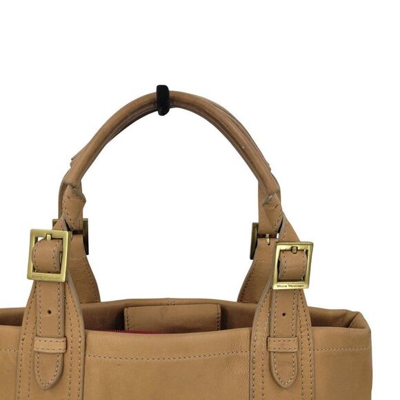 Stone Mountain Tan Genuine Leather Double Top Handle Handbag Buckle Neutral Boho - Picture 6 of 14